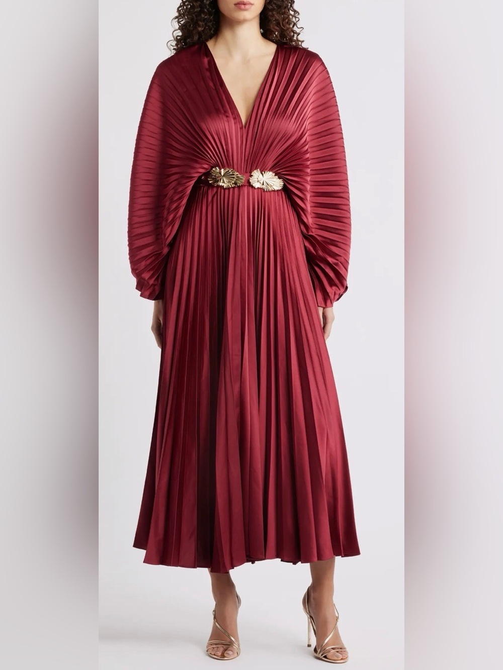 NEW ACLER Wonastow Pleated Long Sleeve Maxi Dress Sz 10